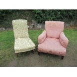 A Howard style armchair, together with an easy chair