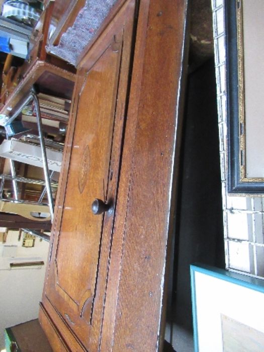 Georgian oak corner cupboard, with inlaid decoration, width 27ins x height 40ins - Image 3 of 3