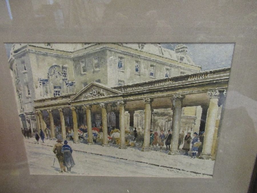 A C fare, watercolour, Shelter, view of Bath, 9.5ins x 14ins. together with J Burton, watercolour, - Bild 2 aus 7
