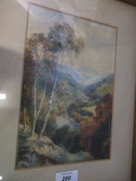 A 19th century watercolour, landscape with cattle in river, 9.5ins x 6.5ins