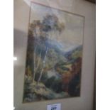 A 19th century watercolour, landscape with cattle in river, 9.5ins x 6.5ins