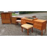 A Stag television cabinet, together with a Stag dressing table with mirror and stool, and a G Plan