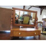 A 19th century mahogany dressing table mirror, with rectangular plate and drawer to the base, on