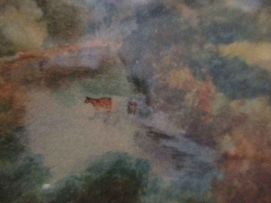 A 19th century watercolour, landscape with cattle in river, 9.5ins x 6.5ins - Bild 2 aus 3