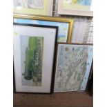 A collection  of prints to include tourist print of Barmouth, etc.