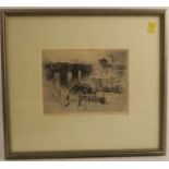 Percy Robertson, black and white etching, The Swing Bridge Newcastle, 6ins x 8ins