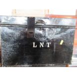 A deed box, with letters LNT to the front