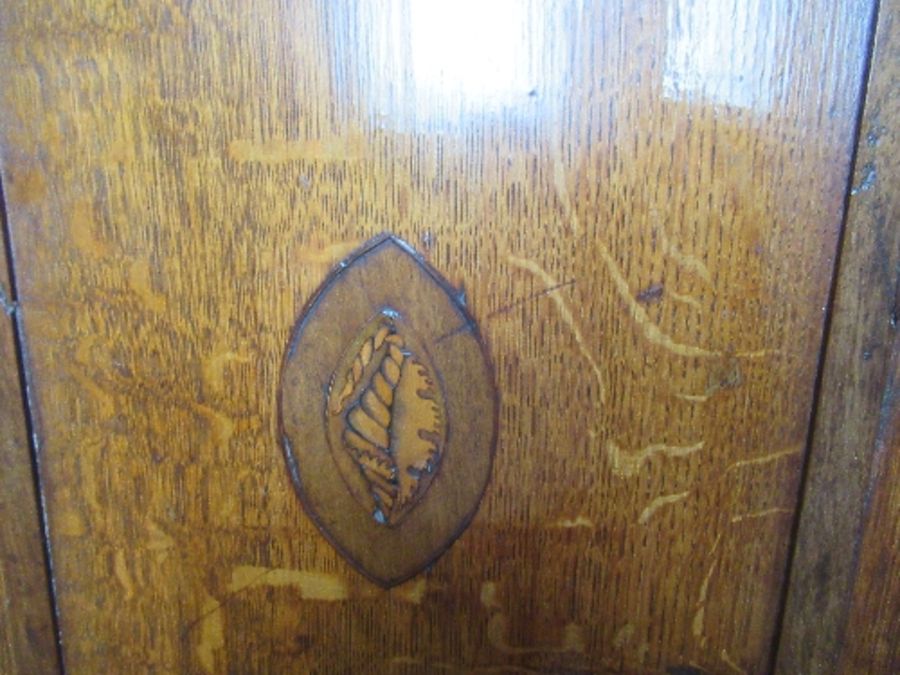 Georgian oak corner cupboard, with inlaid decoration, width 27ins x height 40ins - Image 2 of 3
