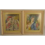 After Marie Laurencin, two colour prints, portraits, 14ins x 13ins