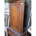 Georgian oak corner cupboard, with inlaid decoration, width 27ins x height 40ins