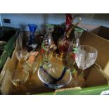 A box of glassware, to include Royal Worcester Evesham glass, coloured glass, continental