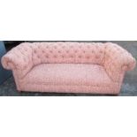 A button back Victorian style settee, width 82ins, height to seat 16ins, height to back 29ins