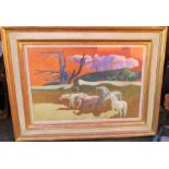 Millard Owen Sheets, watercolour, Evening Horses 1964, horses in a landscape, bearing Arthur Tooth &