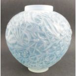 A Lalique Gui mistletoe vase, of bulbous form with moulded decoration, circa 1925, height 7ins -
