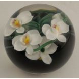 A Lundberg Studios New York, paperweight, with flowers encased, by Daniel Salazar, signed with