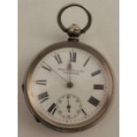 Kay Jones & Co, Worcester, a silver open faced  key wound pocket watch, Birmingham 1886, diameter