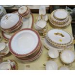 A collection of Royal Crown Derby Heraldic pattern dinnerware, including tureen, plates, soup