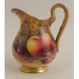 A Royal Worcester jug, painted all around with fruit to a mossy background by Price, height 4ins  -