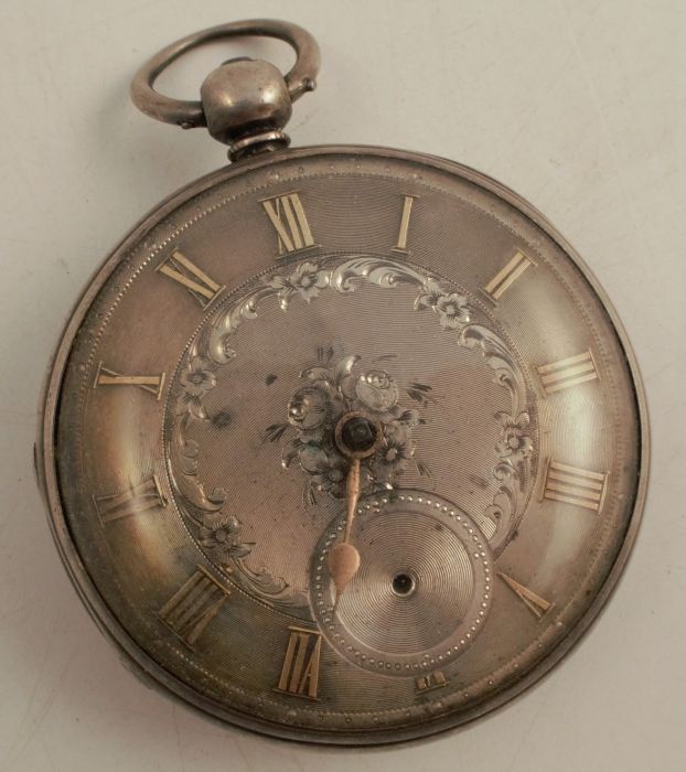 Anonymous, a silver open faced key wound pocket watch, London 1855, diameter approx 5cm