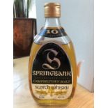 A bottle of Springbank 10 years old Campbeltown Malt Scotch whisky