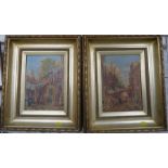 G V Arnold, pair of oil on canvas, Eastern street scenes, 9.5ins x 6.5ins