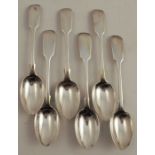 A set of six silver fiddle pattern teaspoons, London 1882, weight 4oz