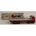 A Dinky Foden flat truck with chains, red cab, number 905, with box