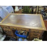 A twin pedestal desk width 48ins x depth 27.5ins x height 29.5ins