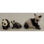 A Beswick model of a badger, together with a Beswick panda and a USSR panda - All in good condition