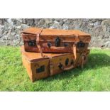Two similar vintage style pigskin suitcases, 27ins x 16ins x 8ins, and 35ins x 18ins x 5ins, stamped