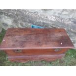 A 19th century hardwood Indonesian dowry chest, with two escutcheons and locking plates, having a