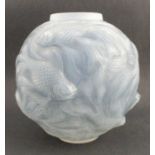 A Lalique Formose vase, decorated with fishes to the spherical form, diameter 6.5ins - Minor