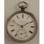 L B Tuchman, Birmingham, a silver open faced key wound pocket watch, Chester 1886, diameter approx