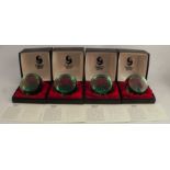 A set of four Selkirk glass Peter Holmes, pond life, limited edition paperweights, boxed with