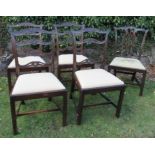 A set of four 18th century design dining chairs, with ladder backs, together with a Chippendale