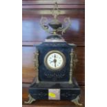 A slate, marble and gilt metal mantel clock, height 14ins