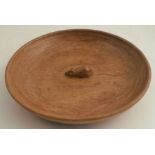 A Robert Mouseman Thompson wooden circular bowl, the centre with carved mouse, diameter 11.5ins