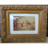A 19th century crystoleum of cherubs, 5ins x 7.5ins, together with a miniature of a lady in head