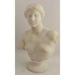 A white marble bust, of Venus, on socle base, base not original, height 18ins