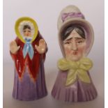 Two Royal Worcester candle snuffers, Granny Snow and The Old Woman - The Old Woman is restored,