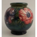 A Moorcroft globular vase, decorated with anemones, height 5.25ins