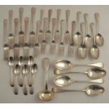 A set of six silver dinner forks, engraved with an initial, Birmingham 1928, weight 14oz, together