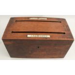 An Antique oak Parkins & Grotto country house letter box, of rectangular form, the top with two