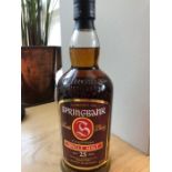 A bottle of Springbank 25 years old single malt Scotch whisky, cased