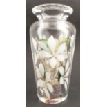 A Vandermark Merritt limited edition vase, the case containing white flowers and foliage, height