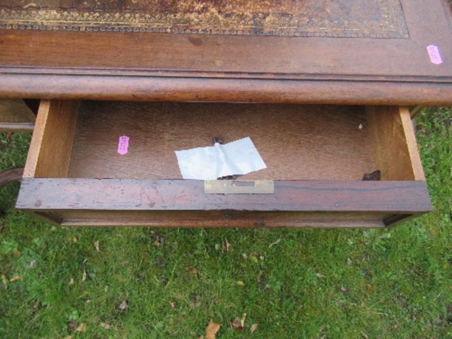 A 19th century rosewood centre writing table, of rectangular form, fitted with two parquetry quarter - Image 4 of 4