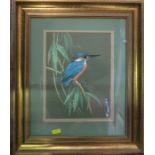 A B Underhill, two watercolours, Kingfisher and another bird, 10ins x 7.5ins