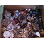 A box of ornaments, to include enamel boxes, cloisonné style, etc.