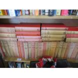 Three shelves of books, to include The Kings England by Arthur Mee (39 volumes), together with