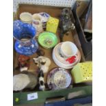 A collection of ceramics, to include a Crown Ducal jug, Geobels dog, Beswick dog, Meakin etc
